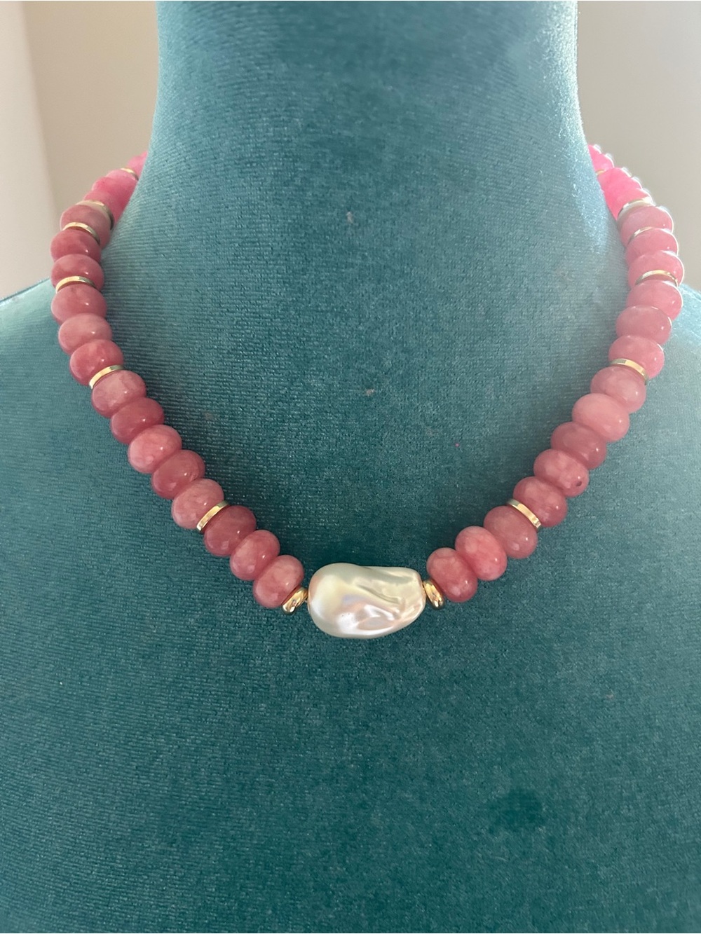 Pearl and Pink Stone Necklace